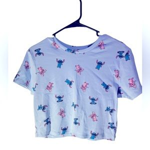 Light blue stitch crop top